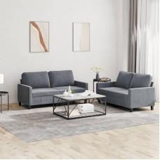 2-TLG. Sofagarnitur mit Kissen Sofa Wohnzimmer Sitzgruppe Wohnzimmer Sofos komplektas Sofas FüR Wohnzimmer Dunkelgrau Samt - 3201497