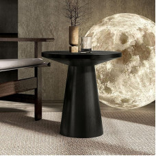 Furniture of America Crambel Beistelltisch aus Massivholz, modern, modern, 50,8 cm, runder Beistelltisch mit kegelförmigem Sockel für Wohnzimmer, Schwarz