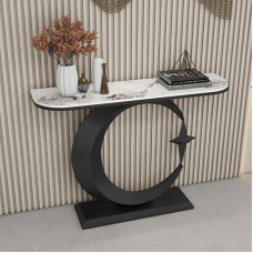 Moderner Konsolentisch mit stabilem Metallfuß und eleganter Marmorplatte, perfekt für Flur, Eingangsbereich oder hinter der Couch