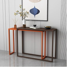 Generisch Industrieller Bauernhaus-Konsolentisch, schmaler Eingangsbereich-Akzenttisch für Flur, Wohnzimmer und Foyer - Stauraum hinter der Couch (braun, 100 x 30 cm)