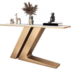 Konsolentisch Konsolentisch Im Eingangsbereich, Schmaler Sofatisch Mit Geometrischer Basis, Eingangstisch Für Flur, Wohnzimmer, Foyer, Flur, Büro ( Spalva: balta + aukso, dydis: 39.4X11.8X31.5inch )