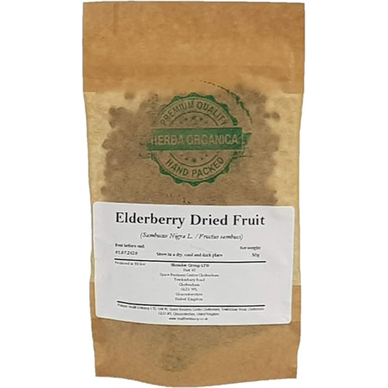 Džiovinti šeivamedžio uogos/Sambucus Nigra L/Elderberry Džiovinti vaisiai # Herba Organica # Juodojo šeivamedžio uogos, Holder, Holler, Lilac (50 g)