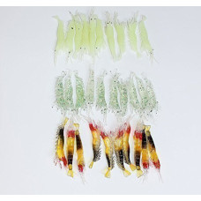KANANA 10 krevečių Dirbtiniai masalai 10 cm ilgio, idealiai tinkantys žvejybai jūroje Florescent in the dark (10 x krevetės Nr. 3)