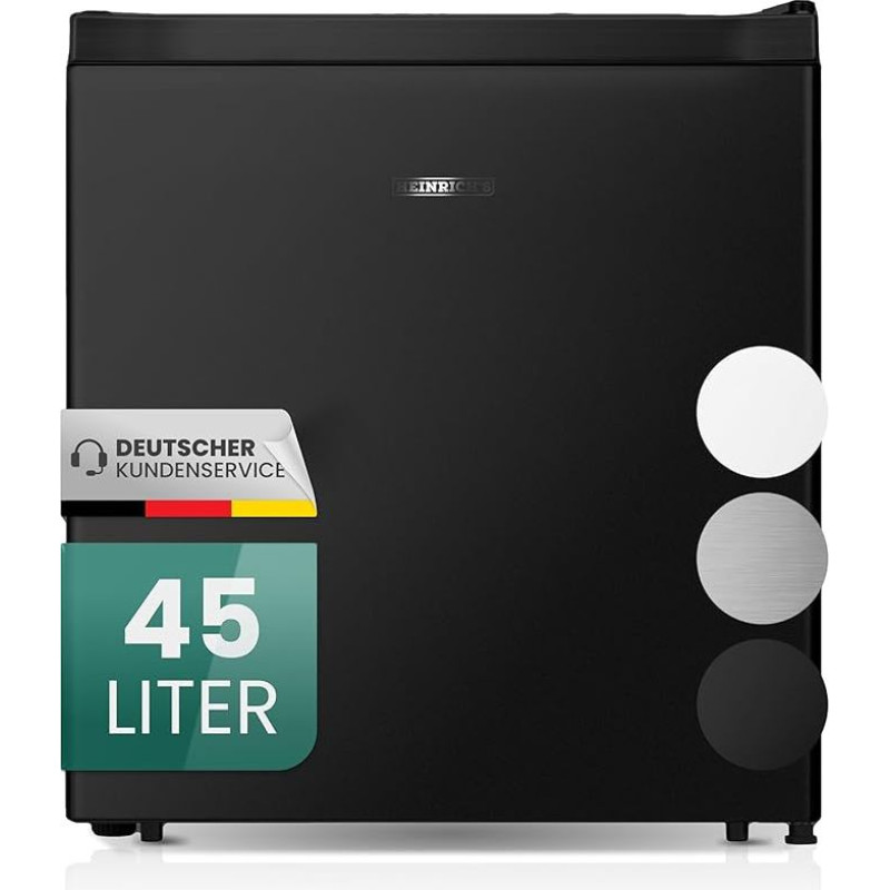 HEINRICHS Gėrimų šaldytuvas 45L Mažas kompaktiškas tylus: 39 dB su aušinimo skyriumi Mini baras, stalinis šaldytuvas, mini šaldytuvas su atskiru aušinimo skyriumi, tinka biurui, stovyklavietei, sodui, lauke (juodas)