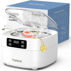 Ultragarsinis valytuvas, 48000 Hz ultragarsinis valytuvas, 750 ml stiklinių valytuvas, profesionalus ultragarsinis valytuvas stiklinėms, laikrodžiams, žiedams, skustuvo ašmenims valyti (baltas)