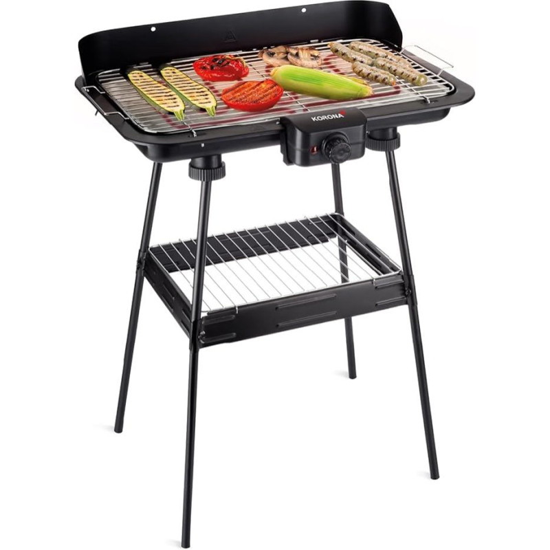 Korona 46221 Elektrinis stovintis grilis su XXL kepimo grotelėmis (51 x 30 cm) | 2200 W | Apsauga nuo vėjo | Indikatorinė lemputė | Saugos jungiklis | Nuolatinis temperatūros nustatymas