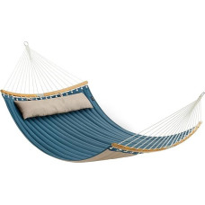 Songmics 2 Person Padded Quilted Hammock with Dividable Curved Bamboo Poles with Cushion Oxford Fabric