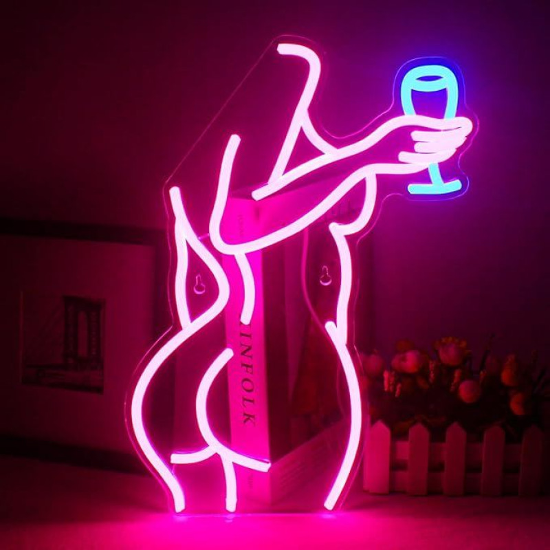Lady Back Neon Sign Pink Woman Neon Lights LED Sexy Lady LED Light Pink Light Up Light for Bedroom Bar Man Cave Cafe Wall Decoration for Party Decorations