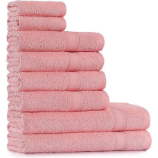 Tuiste Hand Towel Set Pink | 100% Cotton Hand Towel Set 8 Pieces | 2 x Bath Towels (70 x 140), 4 x Hand Towels (50 x 90), 2 x Guest Towels (30 x 50) | Soft and Absorbent | Colour: Pink.