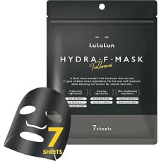 Lululun Hydra-F 7-Sheet Face Mask - Black Sheet with Fermented Complex, Galactomyces & Niacinamide, Hydrating Sheet Mask for Smoother-Looking Skin, Japanese Skincare