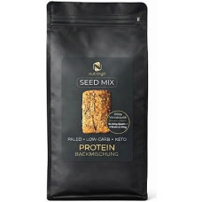 Keto duonos baltymų kepimo mišinys, sėklų mišinys 600 g, skirtas 3 duonoms po 650 g, baltymų duonos alternatyva be grūdų, bandymų nugalėtojas vergleich.org, paleo, be glitimo, mažai angliavandenių, diabetikams