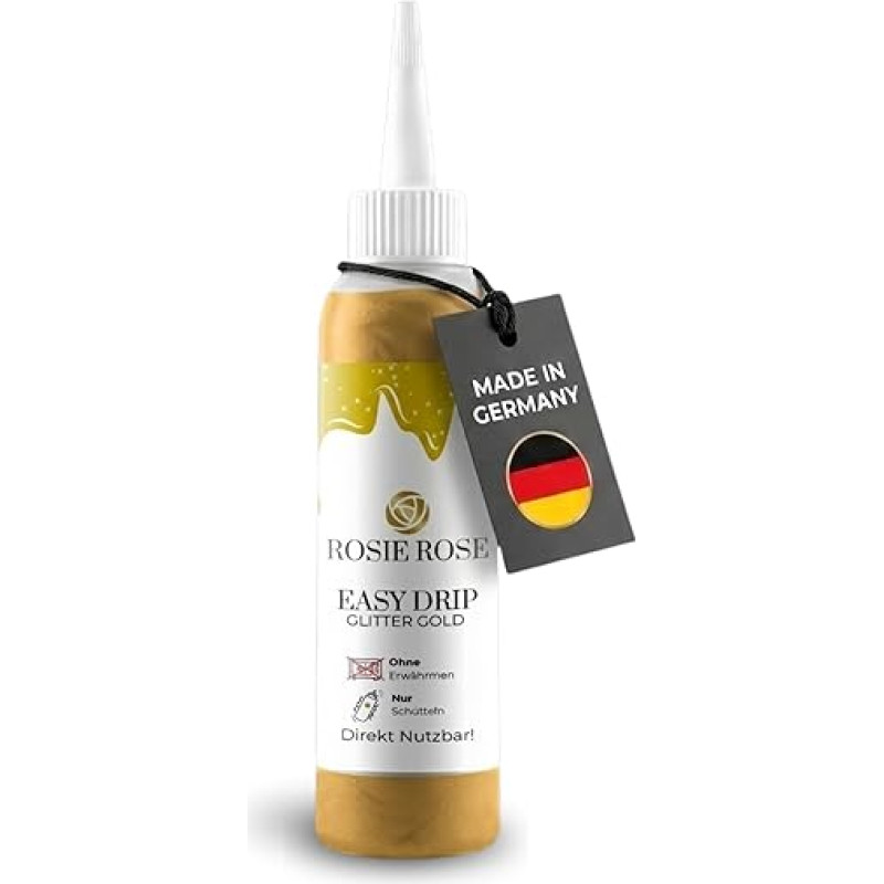 ROSIE ROSE- Easy Drip in Gold (130g) - Metalinio efekto lašelis torte - Tortų ir kepinių glazūra - Tortenguss Drip zum Verzieren von Naked Cake & Gebäck