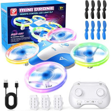 Mini dronas vaikams nuo 6, 7, 8, 9 ir 10 metų, žaislinis nuotolinio valdymo lėktuvas vaikams ir pradedantiesiems su LED žibintais, idealiai tinka naudoti patalpose ir lauke, idealiai tinka berniukams ir vaikams