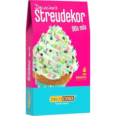 DECOCINO 90-ųjų mišinys 40 g - puikus spalvingų 90-ųjų spalvų derinys, puikiai tinkantis vakarėliams, teminiams vakarėliams, gimtadieniams ar šventėms, idealiai tinka tortams, pyragams ar keksiukams puošti