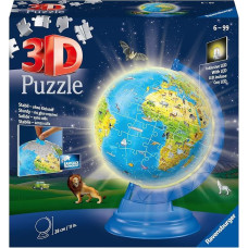 Ravensburger 11288 Šviečiantis pasaulio gaublys 6+ m. amžiaus 3D dėlionė 188 dalių, nereikia klijų Edukacinės dovanos vaikams 20 x 20 x 26,7 cm