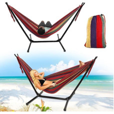 Double Hammock with Removable Stand - Red