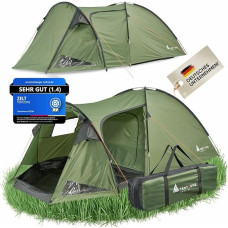 Kupolinė palapinė 01, vandeniui atspari 4000 mm, 2-3 asmenų palapinė, įėjimo patalpa su nuimamu paklotu, vėdinimo angos, žalia