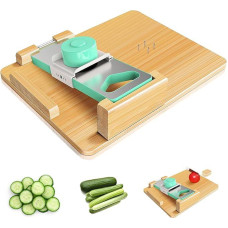 One-Handed Chopping Board, 6-in-1 One-Handed Board with Bread Stoppers and Spikes, Non-Slip One-Handed Adaptive Wooden Chopping Board for Amputees and Disabled People, Multifunctional Kitchen Board