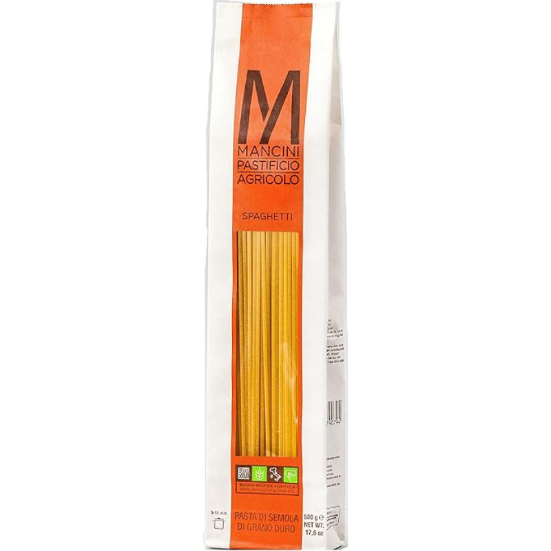 Makaronai Mancini Spaghetti 500 dydžio - pakuotė voke skaidri