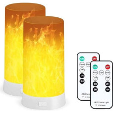 2 komplektai LED liepsnos lempos su nuotolinio valdymo pulteliu, USB įkraunama liepsnos efekto naktinė šviesa, vandeniui atspari liepsnos lempa Kalėdoms, Helovinui, vakarėliams, naudojimui patalpose ir lauke