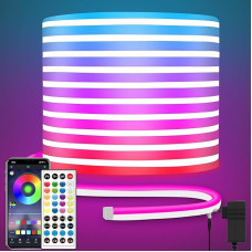 LED neoninių žibintų juosta 10 m, DC 24 V RGB neoninių LED šviesos juosta Nuotolinio valdymo programėlė Vandeniui atsparus lankstus neoninių LED juostų apšvietimas miegamajam, kambariui, lauko dekorui