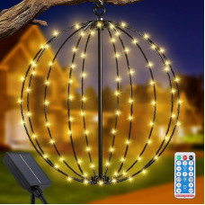 JIMACRO Saulės pasakų žibintai lauke, 30 cm dideli sodo kabantys metaliniai kabantys saulės žibintai 120 šviesos diodų Saulės pasakų žibintai Lauko vandeniui atsparūs saulės žibintai Kalėdų dekoracijos pasakų žibintai