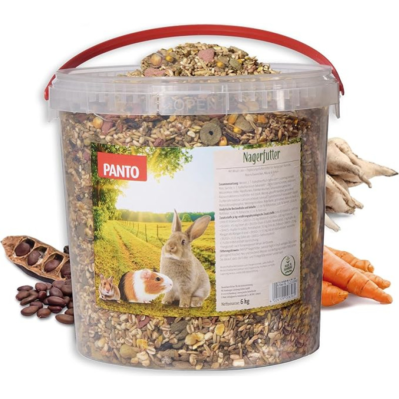 PANTO Nagerfutter Universal 6 kg - Bunte Mischung für Zwergkaninchen, Meerschweinchen, Hamster & Nager | Allround Kleintierfutter mit Vitamin C & Rohfaser
