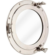 Handicraft Vintage Nautical Ship Porthole Mirror - Wall Mounted Brass Pirate Style Round Mirror for Bathroom, Living Room, Coastal Beach or Maritime Ocean Theme, Home Decoration (15 Inch