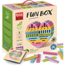bioblo Mediniai kaladėlių kaladėlės iš perdirbtos medžiagos Fun Box Pastel Mix Pack of 200 | Skatina motorinį vystymąsi | Balansavimo kaladėlės, statybinės kaladėlės, statybinės kaladėlės suaugusiems, natūralios medinės kaladėlės, dovanos vaikams