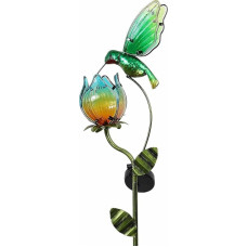 TERESA'S COLLECTIONS Solar Lights for Outdoors, Garden Decoration for Outdoor Use, Weatherproof, 105 cm, Solar Light Metal Garden Lamp, Hummingbird Flower for Patio, Figure Gifts for Women/Mum (L)