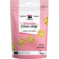 Kookie Cat Choc Chip Vanilla Shareables - Mini Vegan Cookies, Gluten Free, Soy Free, Organic, Cashew & Oats, 10 x 100 g Multipack