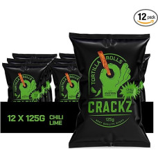 CRACKZ Tortilla Rolls Chili Lime - 12 x 125g maišeliai - ugningas šviežias žaidimų užkandis su 