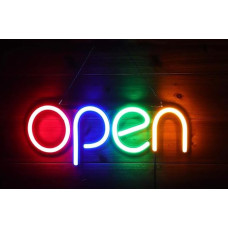 Šviesos ženklas, atviras LED neoninis ženklas, 15,7 x 5,9 colių, apšviestas ženklas restoranams, biurams, mažmeninei prekybai, parduotuvės langui, vitrinai, miegamojo vidaus naudojimo sienų apdaila