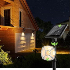 Saulės prožektorius lauke, 36 LED 3500 K saulės žibintai, taškiniai žibintai, šilta balta spalva, 3 ryškumai, 360° pasukami saulės žibintai, IP67 vandeniui atsparūs sieniniai žibintai lauke, sode, vejoje, keliuose, garaže, pakuotė