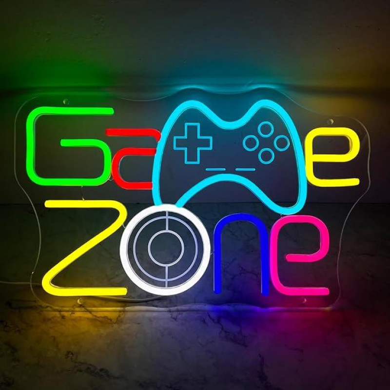 Game Zone Neonschild, buntes Gaming-Neon-Lichtschild, USB-betrieben, LED-Gaming-Buchstabe, Neonlicht für Spielzimmer, Jungen, Schlafzimmer, Gamer, Geschenke