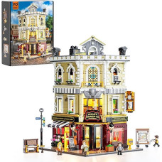 Funwhole Antique Shop Lighting Building Block Set - Gift Idea for Valentine's Day City Life Corner Shop LED Light Construction Kit Model Set 2847 Pieces for Adults and Teenagers, F9033