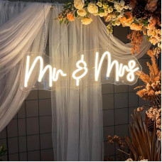 Mr and Mrs Neon Sign for Wedding Party Backdrop LED Neon Light Wedding Decoration for Reception Anniversary Engagement Newlyweds Gifts