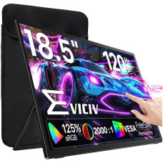 EVICIV Portable Monitor Touchscreen 18.5 Inch 120Hz Coarse Portable Screen + Sleeve, FHD 1080P 125% sRGB 2000:1 IPS Gaming Display USB C Mini HDMI with VESA & Stand for Laptop/Phone/Game Console