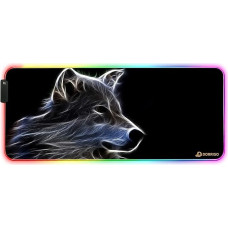 RGB žaidimų pelės kilimėlis 900 x 400 x 4 mm XXL Didelis pelės kilimėlis su kutais be kraštų Vandeniui atsparus stalo kilimėlis biure Neslystantis kilimėlis kompiuteriui Kompiuteris Profesionalus žaidėjų žaidimų pelės kilimėlis Wolf