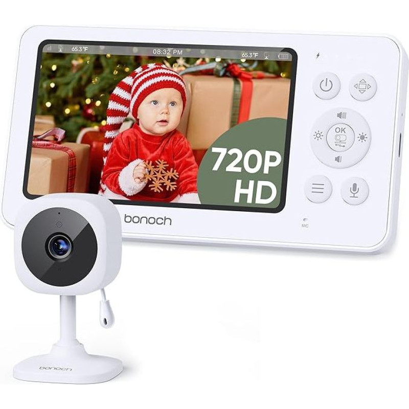 bonoch 4,3 colių kūdikių monitorius su kamera, 720p 4000 mAh akumuliatoriaus vaizdo monitorius be 
