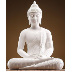 Qinlang 12 colių balta Budos statula namų apdailai Keraminė meditacijos Budos dekoracija namams