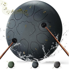 Lauko lietaus būgnas - 8 colių čakros būgnas su 11 natų, vandeniui atsparus sodo instrumentas, lauko lietaus žaidimas su būgno krepšiu, muzikos knyga ir būgno plaktuku