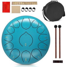 14 Inch 15 Note Steel Tongue Drum with Mallets & Bag, Handpan Drum with 15 Precisely Matched Notes for Meditation, Relaxation, Yoga, Music Lovers & Beginners