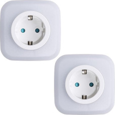 SEBSON LED naktinė lemputė su kištukiniu lizdu, 2 vnt., sutemų jutiklis, adapterio kištukas, USB-C USB-A jungtis, įjungimo / išjungimo jungiklis, šiltai balta spalva, kištukinis šviestuvas
