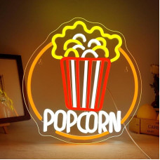 ineonlife Popcorn neoninis ženklas sienoms dekoruoti, reguliuojamas Popcorn neoninė šviesa, USB šviesos ženklas verslo kino LED šviesos, užkandžių ženklas, kino salės baras, namų kino vakarėlis, restorano dekoras