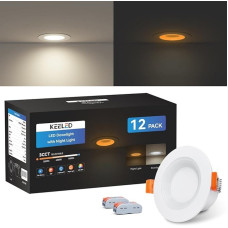 KEELED įleidžiamas LED prožektorius 6 W, su 1,5 W naktine šviesa, LED prožektoriai, 230 V, 3000 K/4000 K/6000 K, pasirinktinai, kiaurymė 70-85 mm, IP44, lieto aliuminio korpusas, 12 vnt.