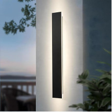 LED lauko sieninis šviestuvas, 12 W lauko šviestuvas, IP65, atsparus vandeniui, natūralios baltos spalvos, 4000 K lauko sieninis šviestuvas, ilgas vilos sieninis šviestuvas, juodas, skirtas sodams, vilų koridoriams, terasų apšvietimui, 60 cm