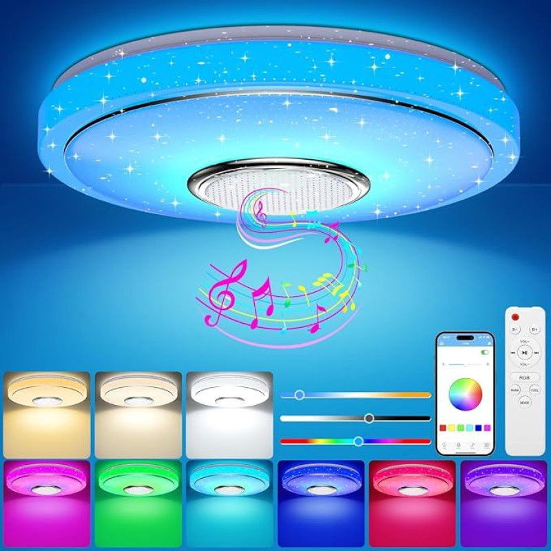 LED lubų šviestuvas Dimmable 48 W LED RGB lubų šviesos skersmuo 30 cm Vonios kambario šviestuvas Vonios kambario šviestuvas su 