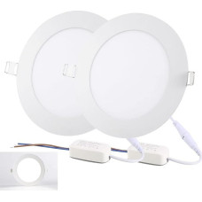 12 W 1080 LM LED įleidžiami prožektoriai, 230 V, itin plokšti LED prožektoriai, 9 mm, 150-160 mm skylės dydis, šaltos baltos spalvos, 6500 K lubų prožektoriai, skirti virtuvei, svetainei, 2 vnt.