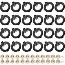 24 GU10 įleidžiamųjų prožektorių rinkinys su matinės juodos spalvos apvaliu rėmeliu (kiaurymės skersmuo 55-70 mm) - komplekte yra GU10 lizdas LED ir halogeniniams šviestuvams, be šviesos šaltinio - idealiai tinka moderniems įleidžiamiesiems šviestuvams ir